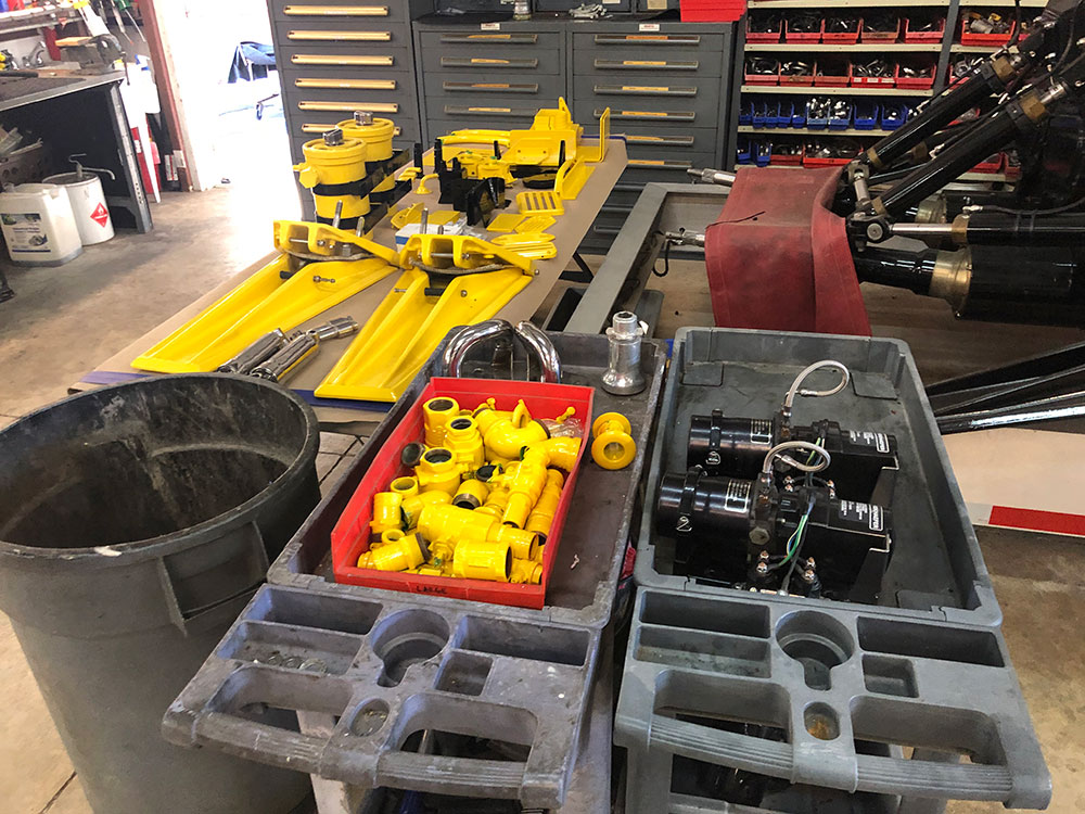 Freshly powercoated parts